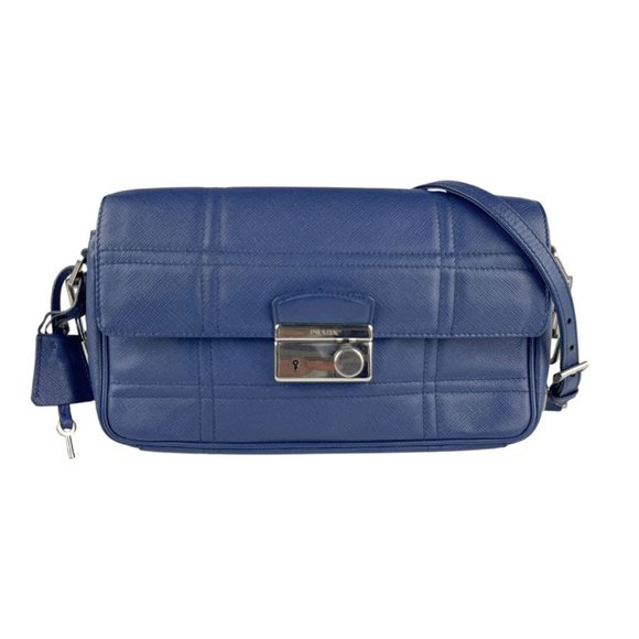 Prada Women's Blue Leather Shoulder Bag BT954I z6821 - Picture 1 of 5